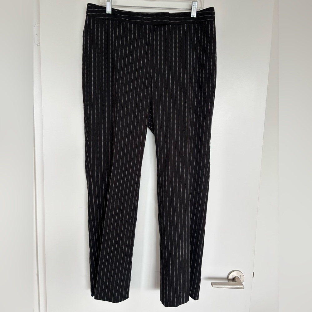 Nygard 17” Waist Pinstripe Women’s Straight Leg Pants, Black/White, Size 12P.